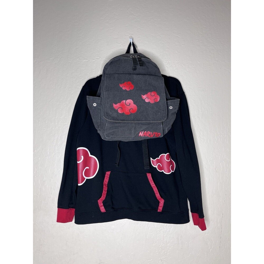 2002 Primitive Naruto Shippuden Black Cloud Anime Hoodie + Backpack Lot Mens XL